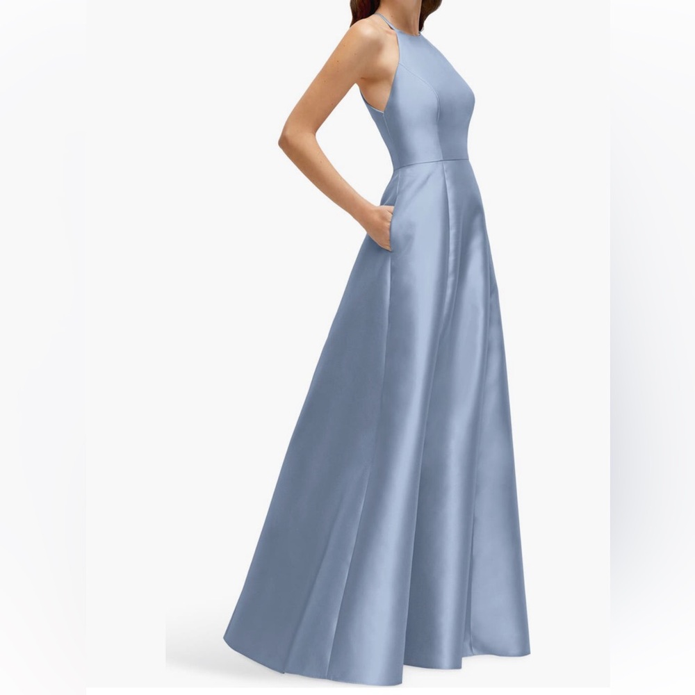 Alfred Sung Satin Gown, Sz 8R: 37” Bust;29”waist;39”hips(around),New, cloudy - Picture 2 of 8